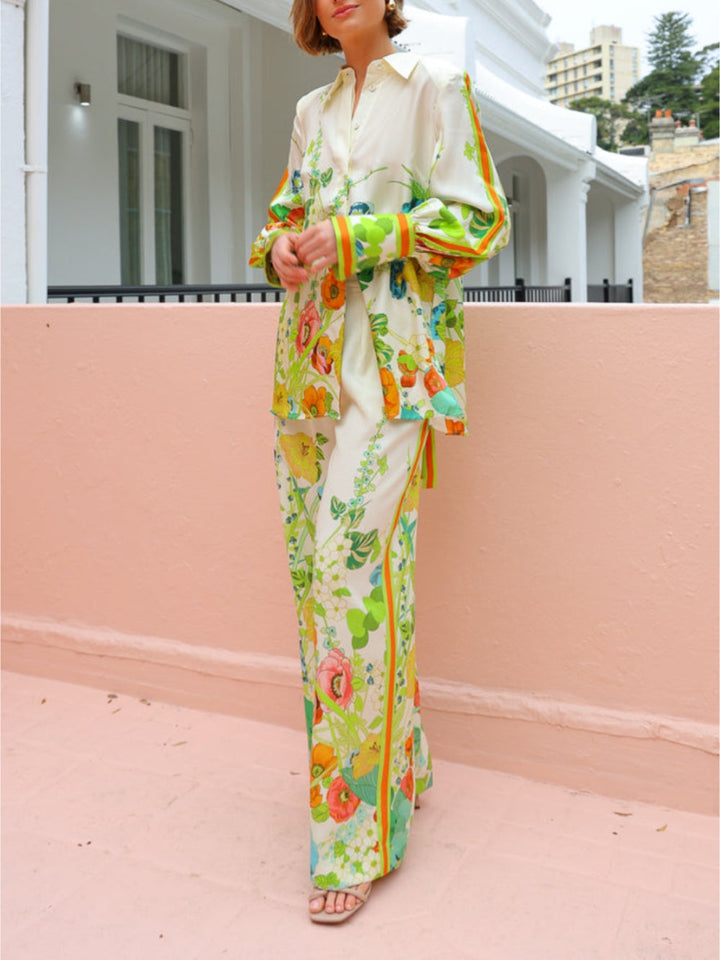 Costum pantalon cu siluetă cu imprimeu floral