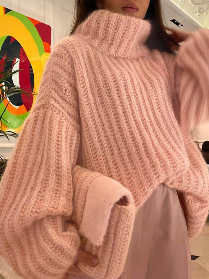 Sweter z długim rękawem w jednolitym kolorze