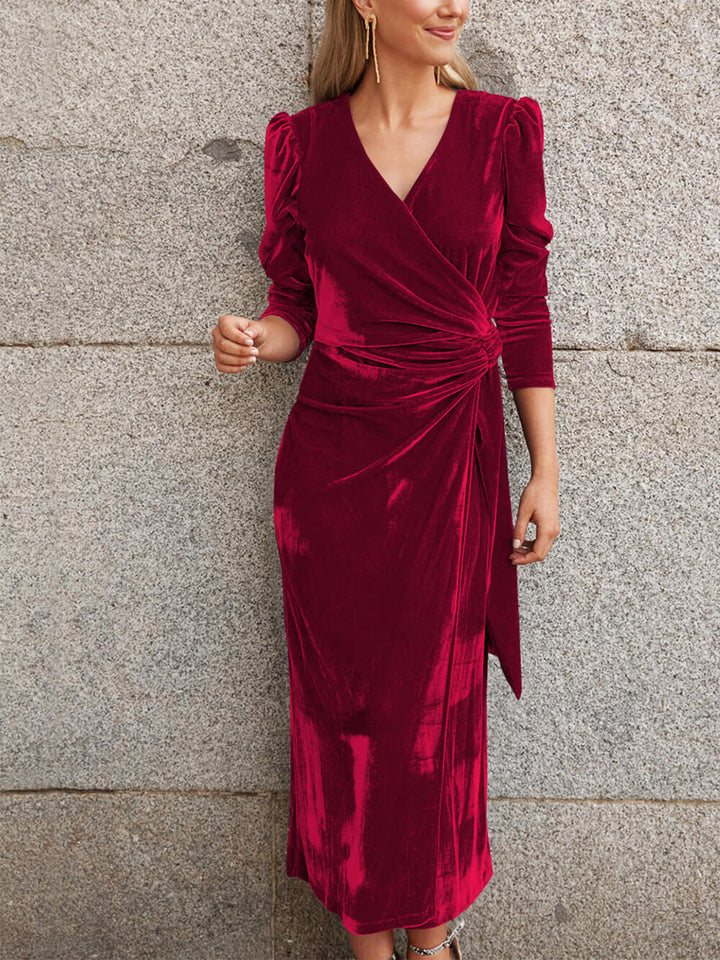 Fransk Elegance Velvet Midi-klänning