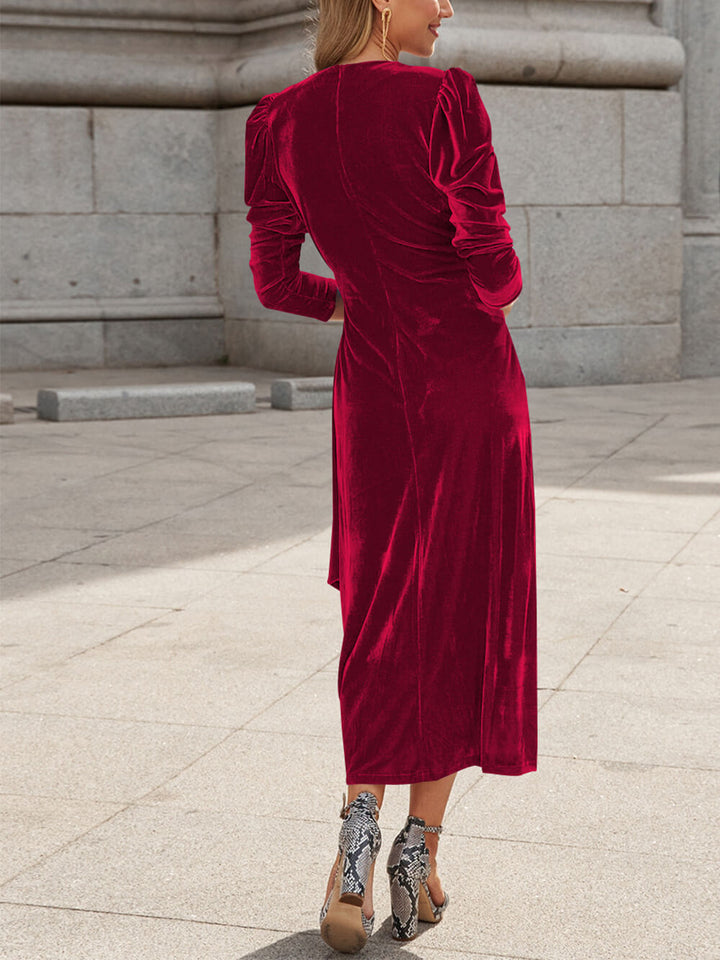 Fransk Elegance Velvet Midi-klänning