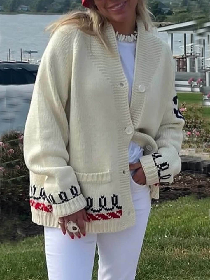 Fashion Lobster Print Casual Long Sleeve Knit Cardigan
