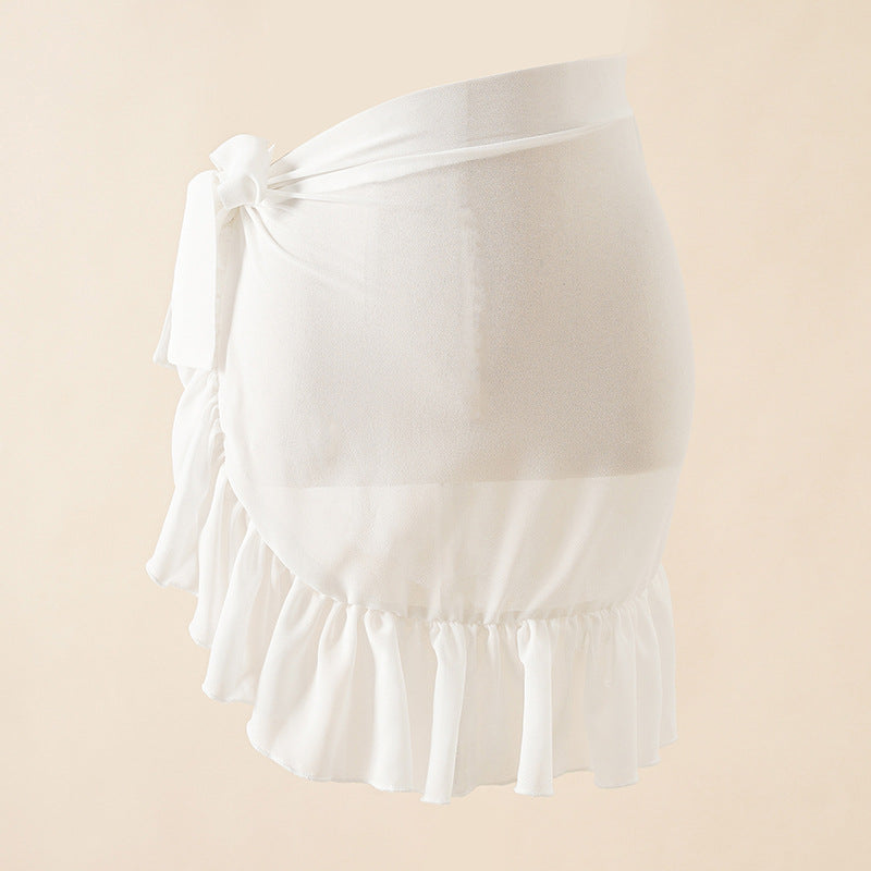 Cabriolet Wrap Split-Sides Maxi Nederdel Cover-Up i hvid