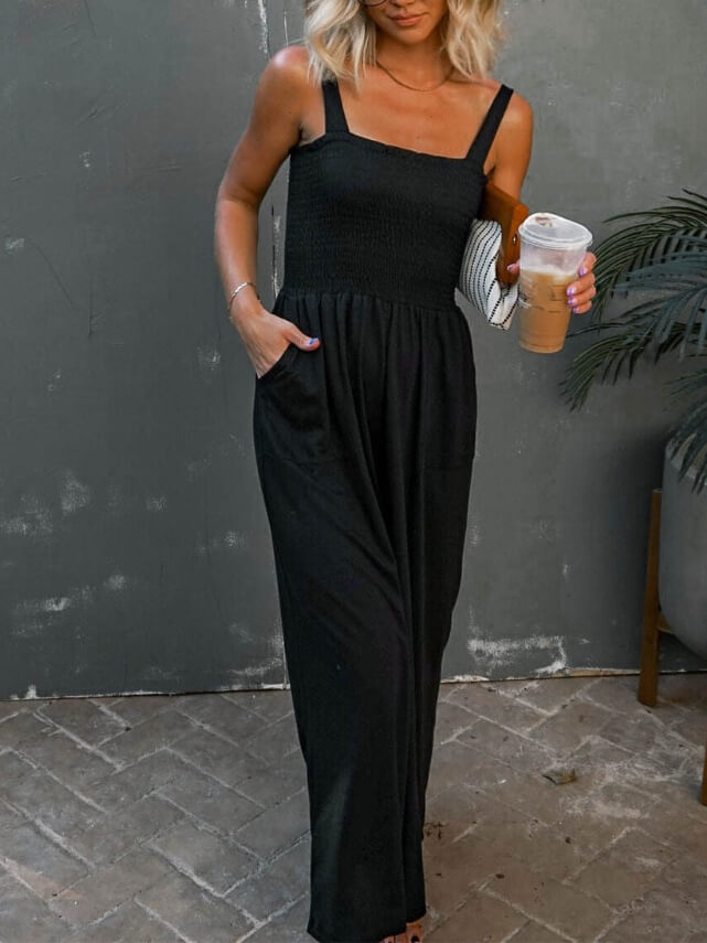 Smocked Pocket Jumpsuit