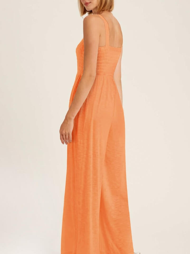 Smockad Jumpsuit med fickor i mandarin