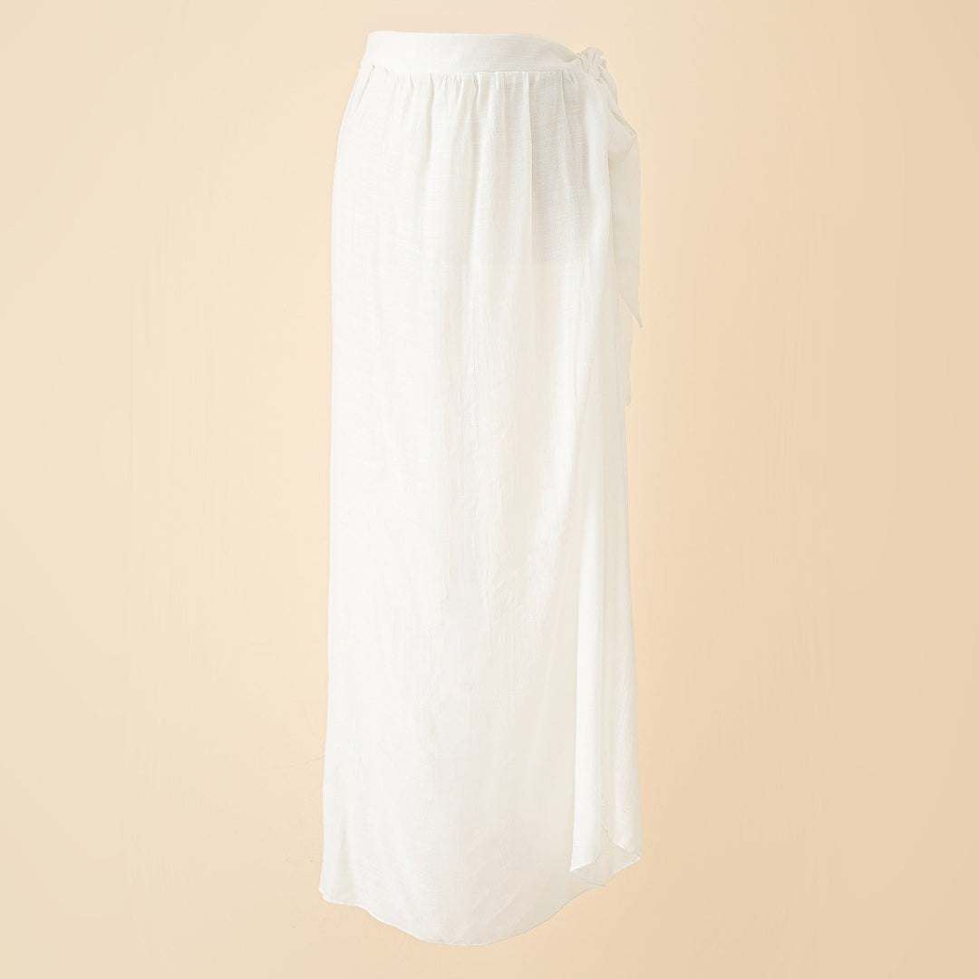 Přikrývka maxi sukně s dvojitým zavinováním v bílé barvě