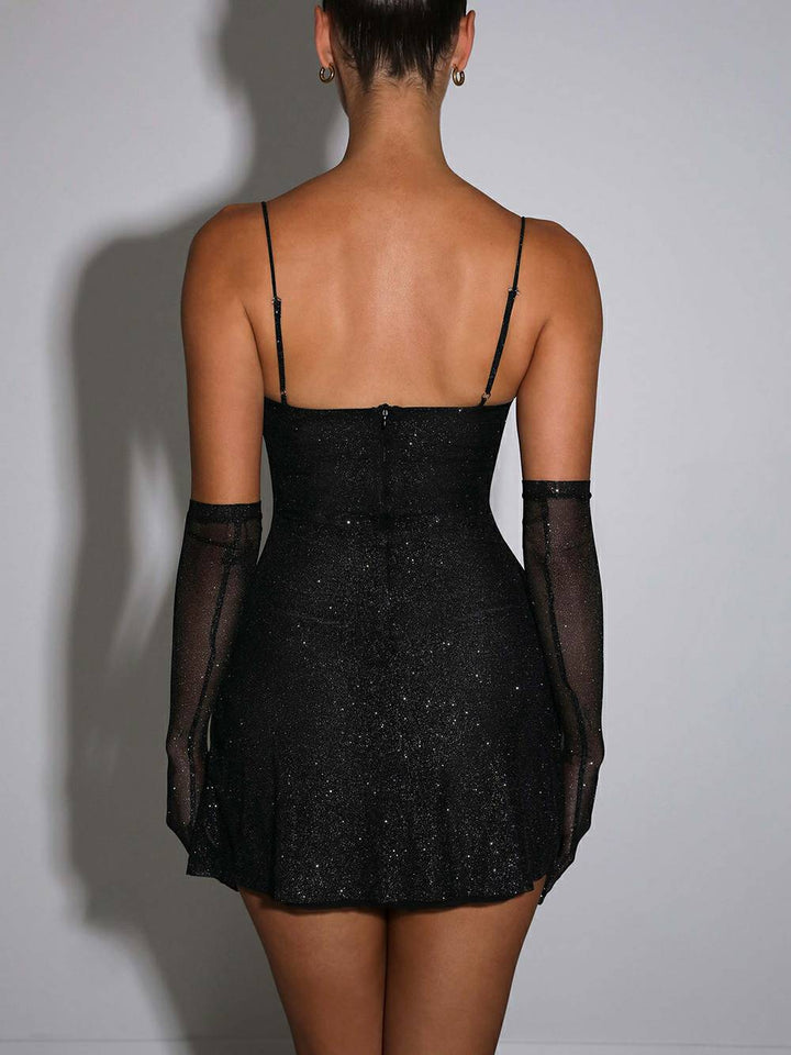 Pixie Mini Elbise - Siyah Işıltılı