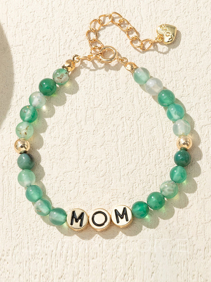 Bracelet perlé en agate verte naturelle MOM