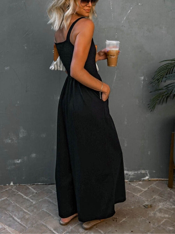 Smocked Pocket Jumpsuit