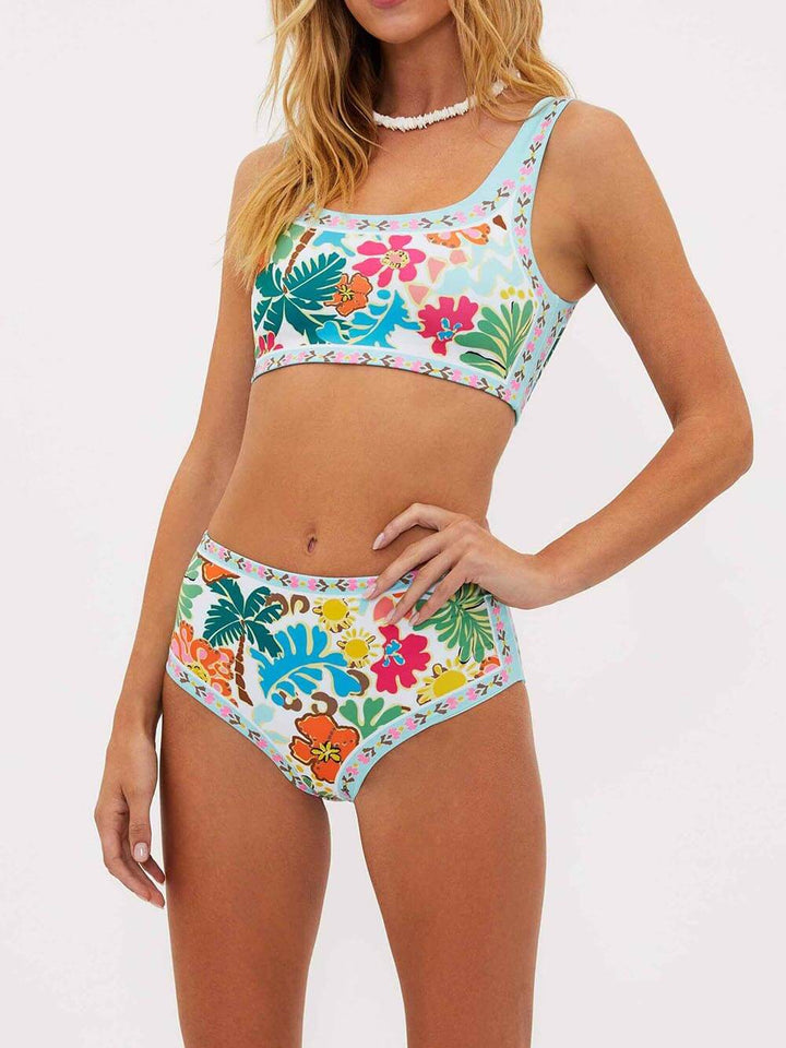 Natatanging Floral Print Stretch Bikini Swimsuit
