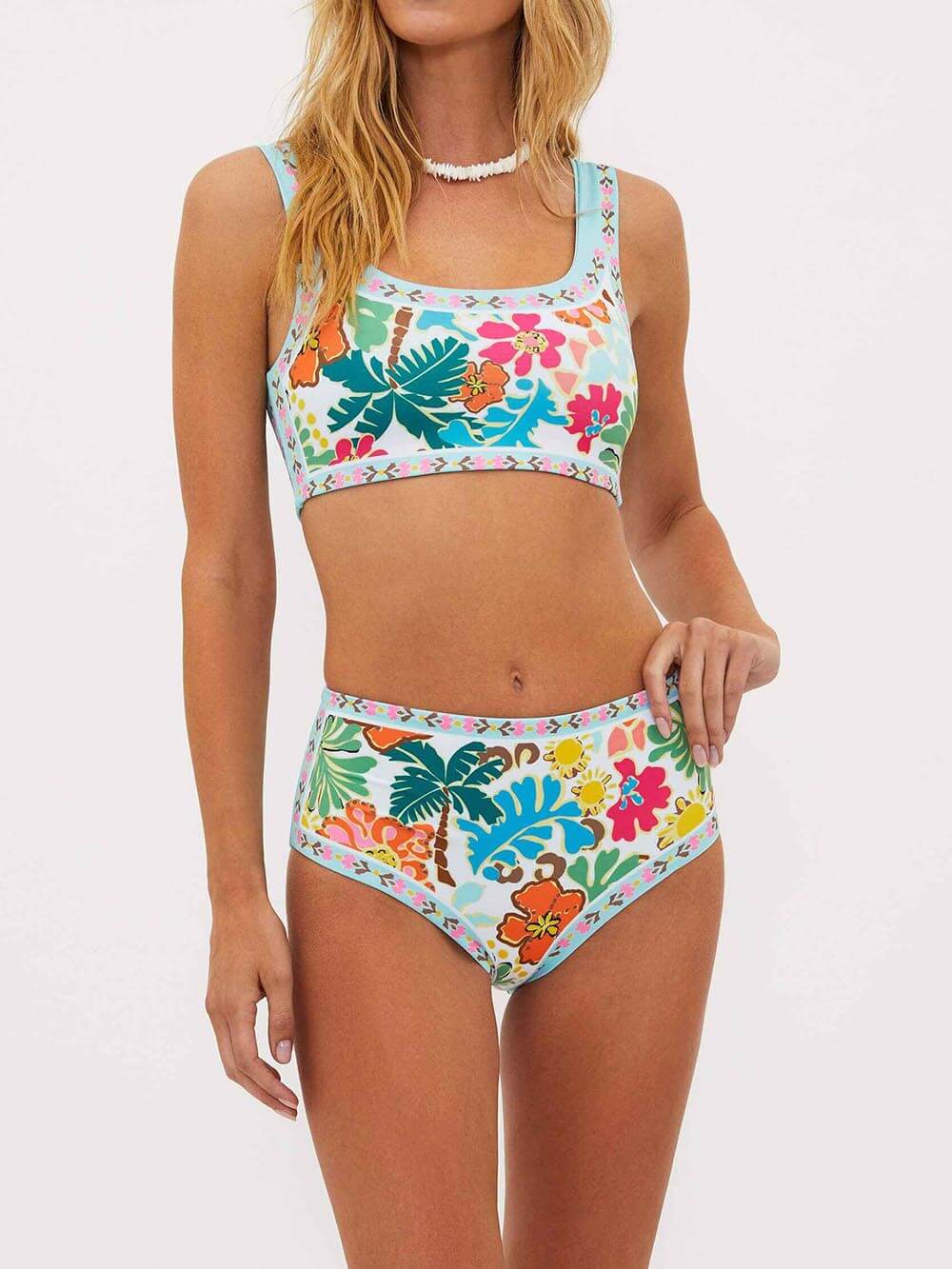 Natatanging Floral Print Stretch Bikini Swimsuit