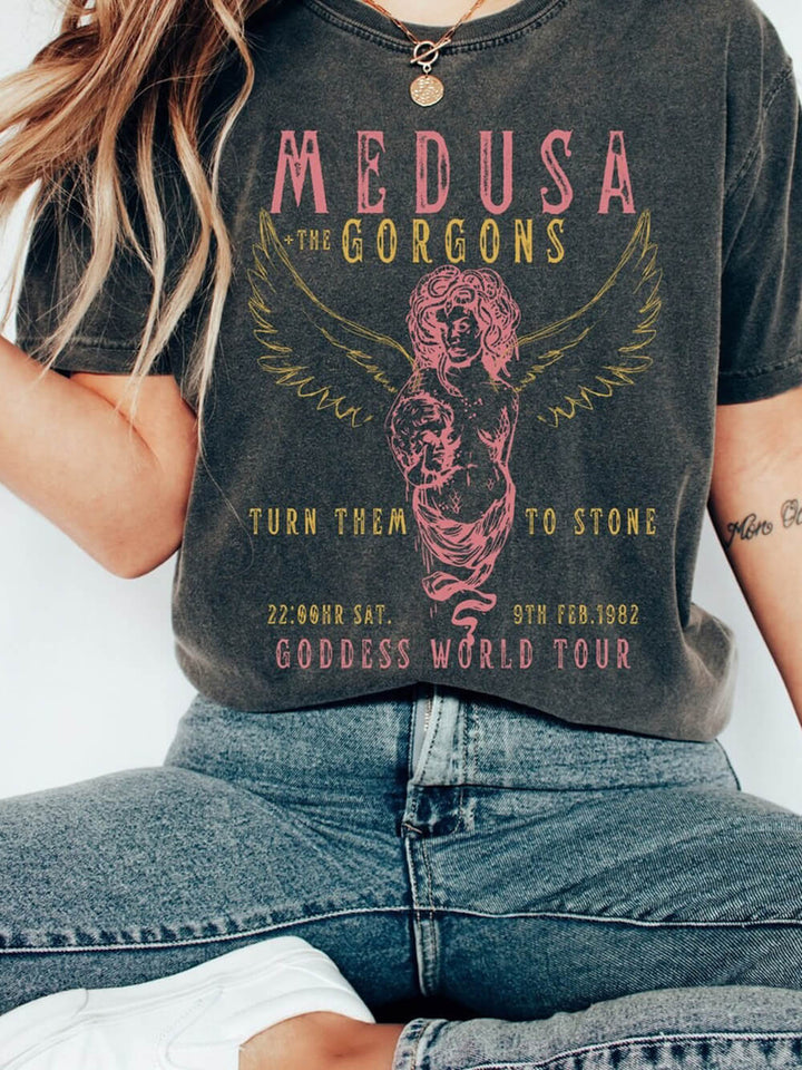 ग्रीक देवी मेडुसा टी विंटेज बैंड टी शर्ट