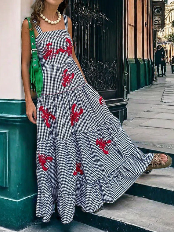Exquisite Embroidered Holiday Camisole Midi Dress