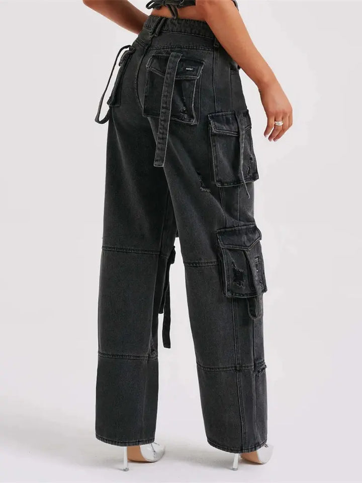 Low-Waist Pocket Jeans