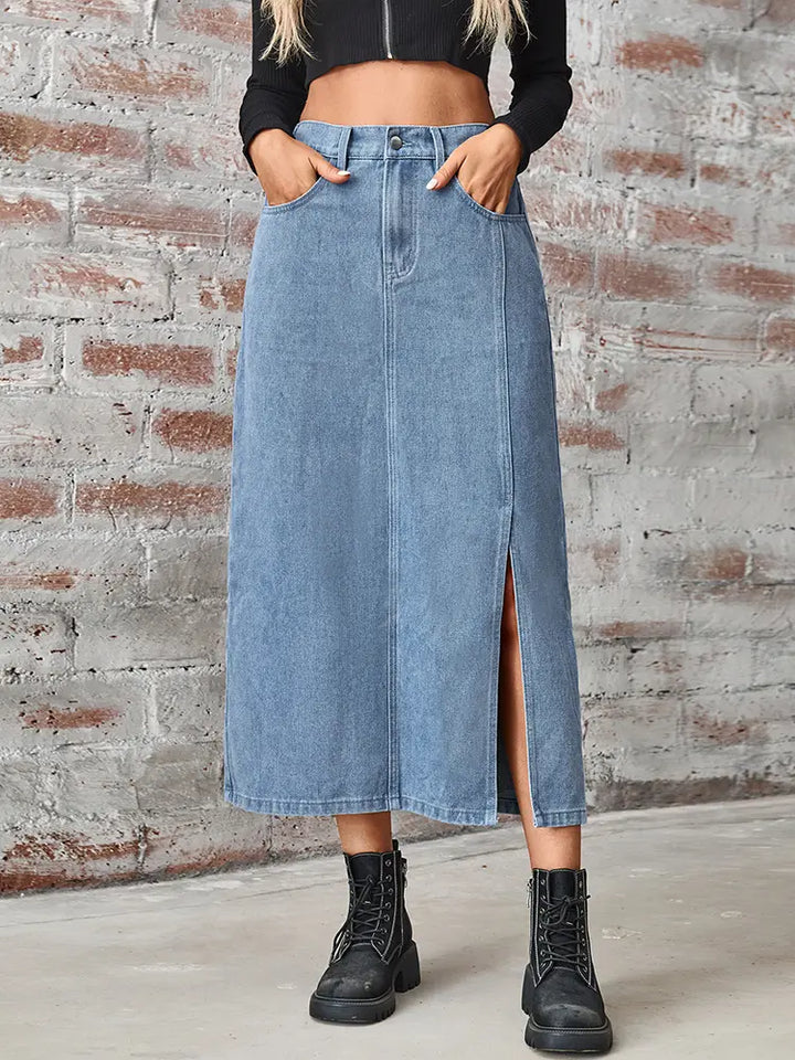 Elastische Taille Split Denim Rok