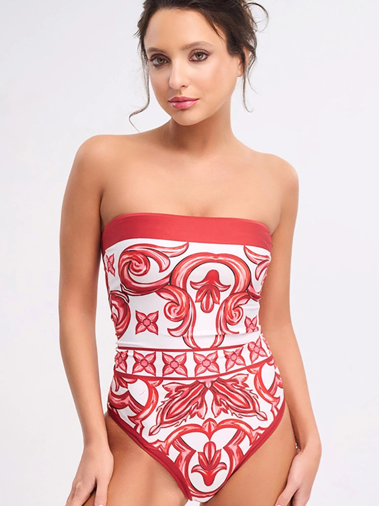 Ensemble maillot de bain une pièce à imprimé ethnique