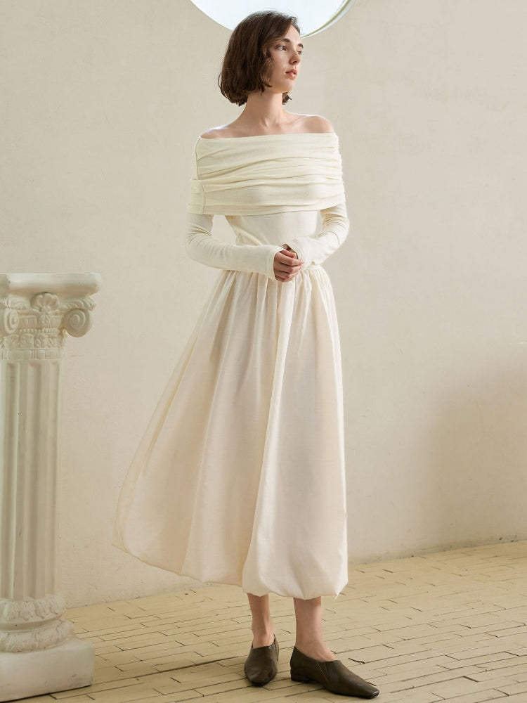 Robe midi style Hepburn à épaules dénudées