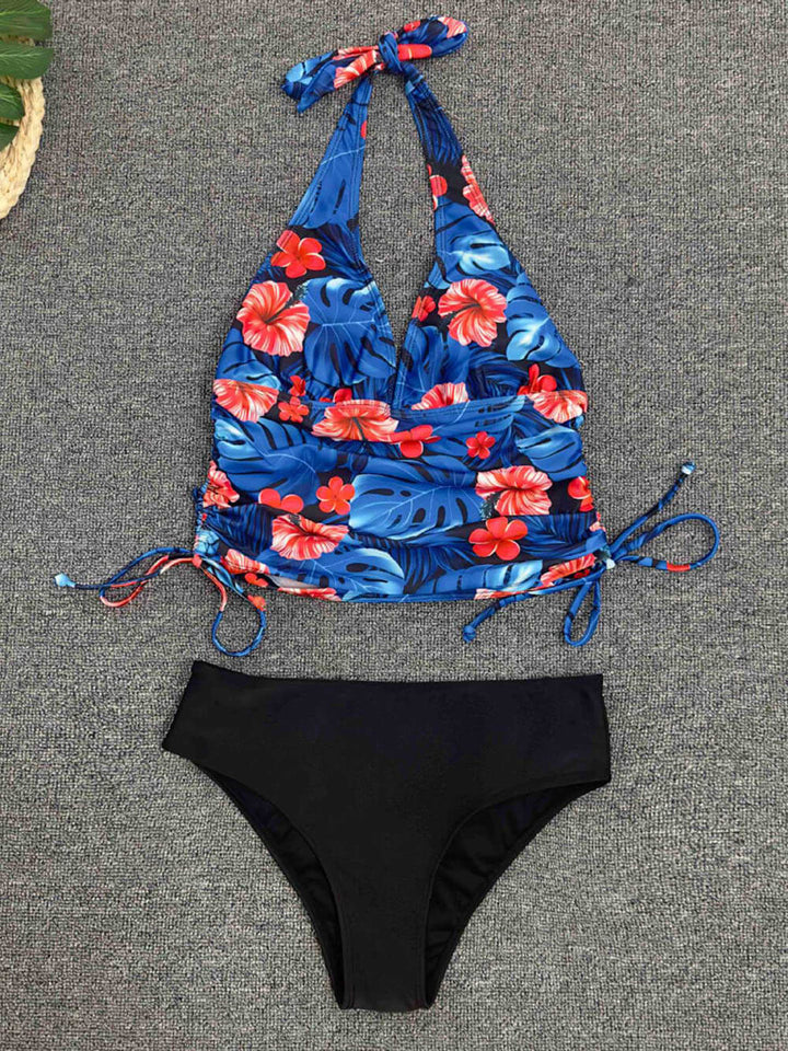 Crossover bikini met bandjes en print