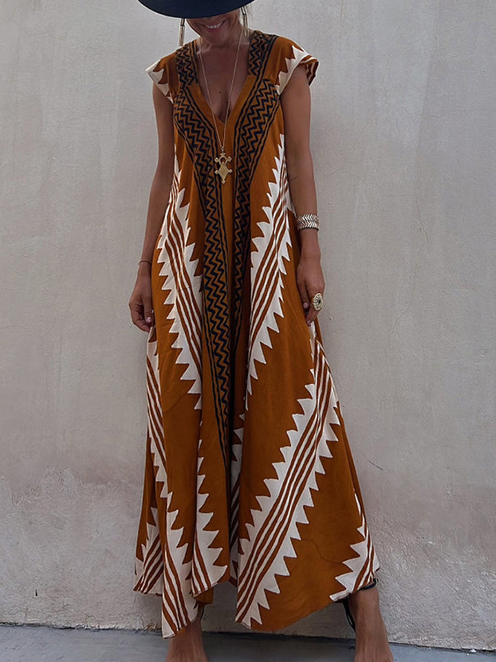 Μαξί φόρεμα Shannon Bohemian Aztec Print