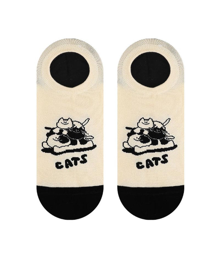 Calcetines de barco de gatito de dibujos animados
