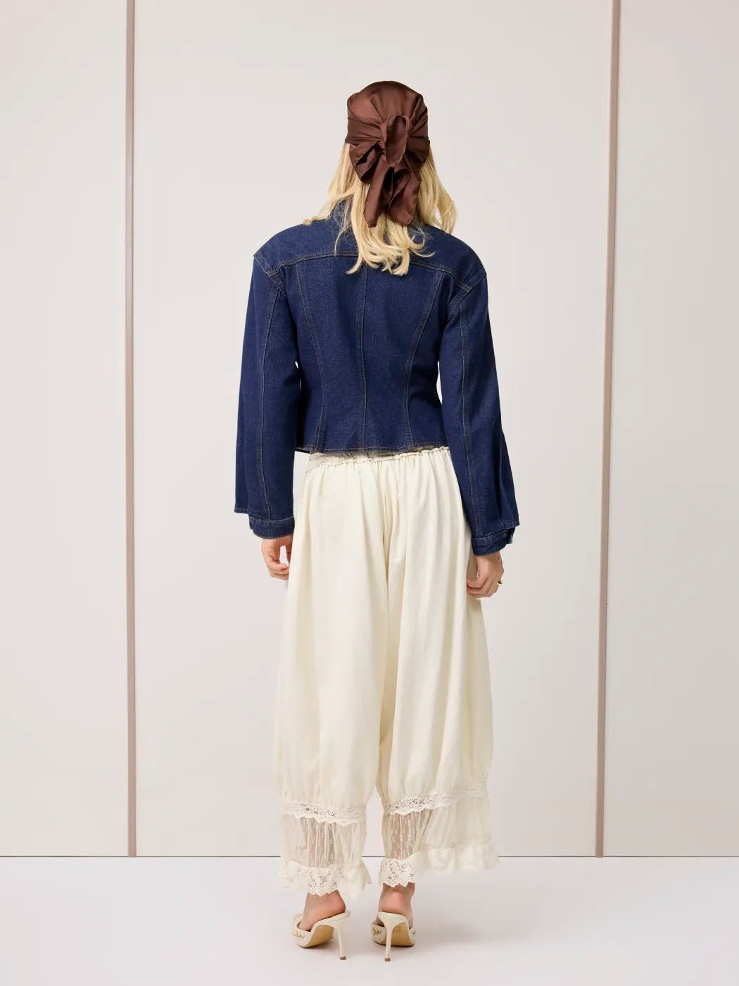 Lace Puff Sleeve Blouse & Cropped Bloomer Pants