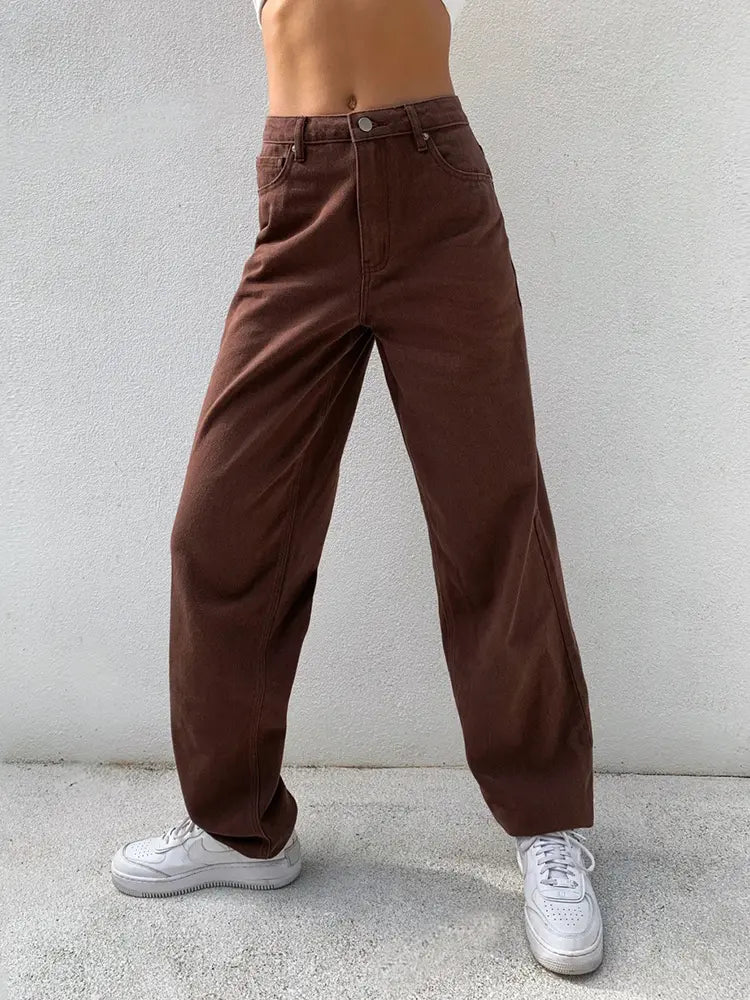 ハイウエストプリントデニムパンツ