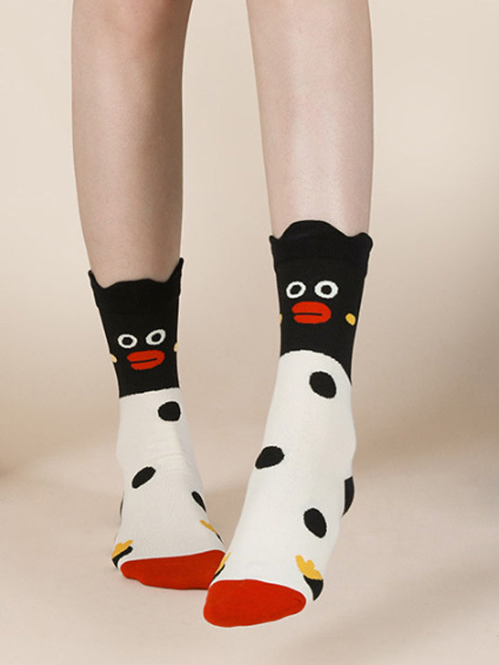 Søde tegneserie pingvin polka prikkede sokker