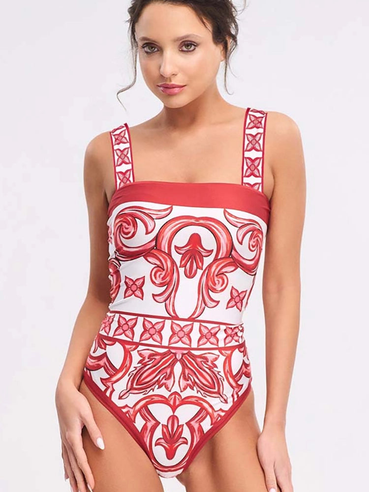 Ensemble maillot de bain une pièce à imprimé ethnique