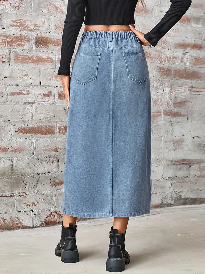 Elastische Taille Split Denim Rok