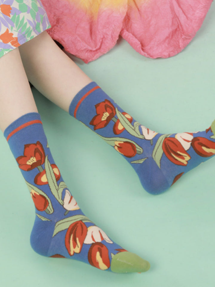 Βαμβακερές κάλτσες με floral σχέδιο