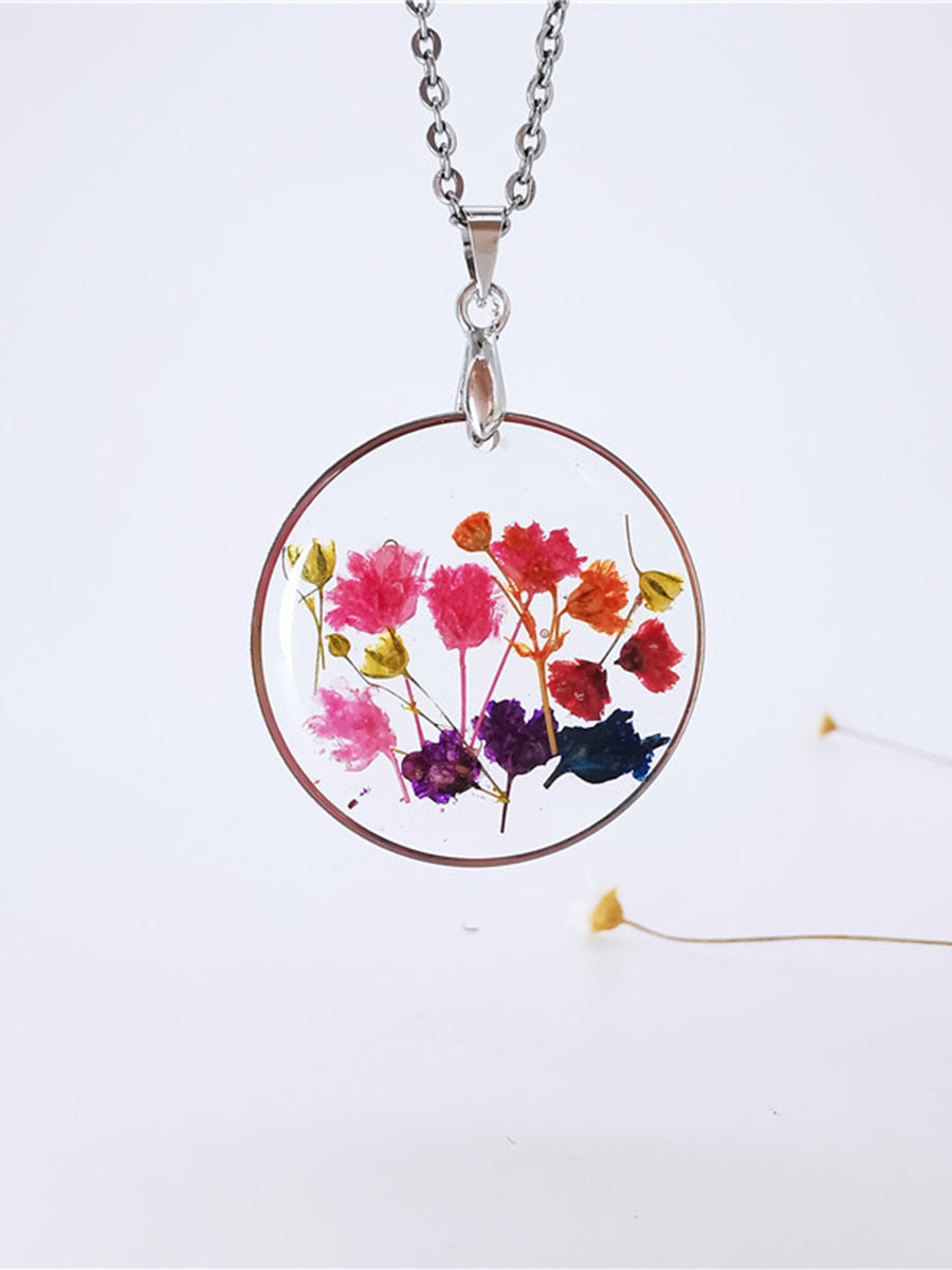 Reçine Preslenmiş Çiçek Kolyeler - Gökkuşağı Bahçesi Begonia Çiçeği