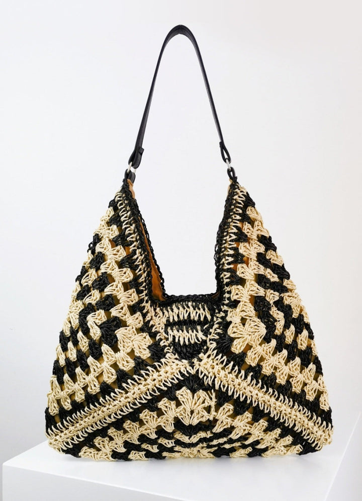 Dvoubarevná háčkovaná pletená kabelka