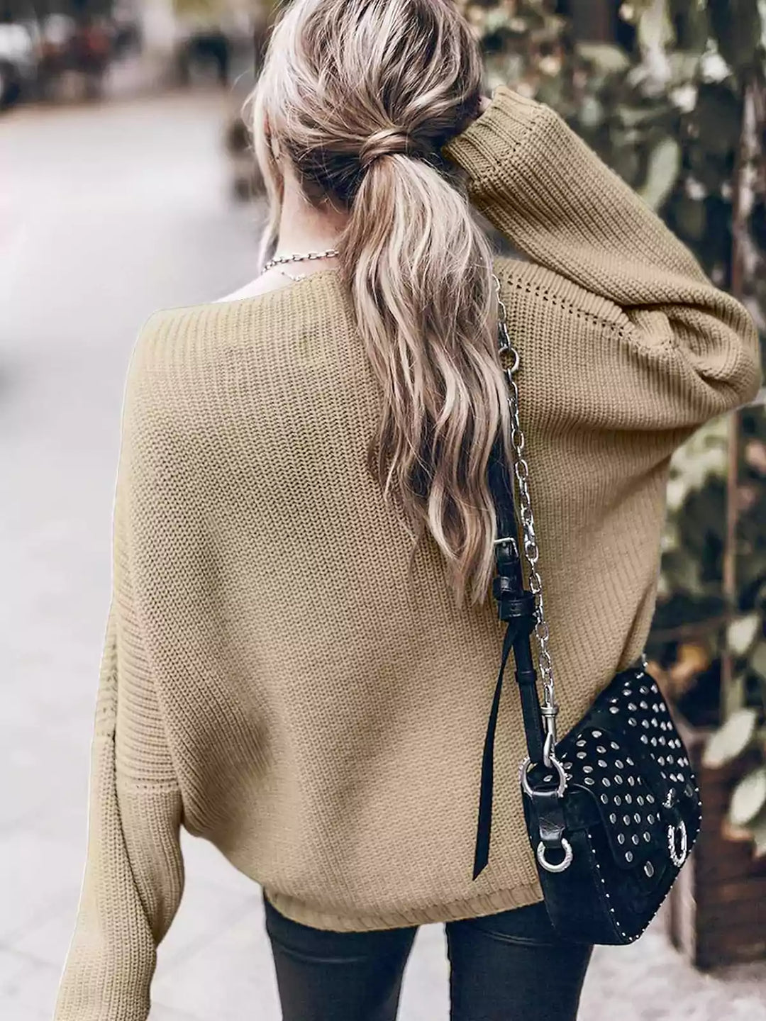 Oversized pletený svetr Batwing a nařasená minisukně