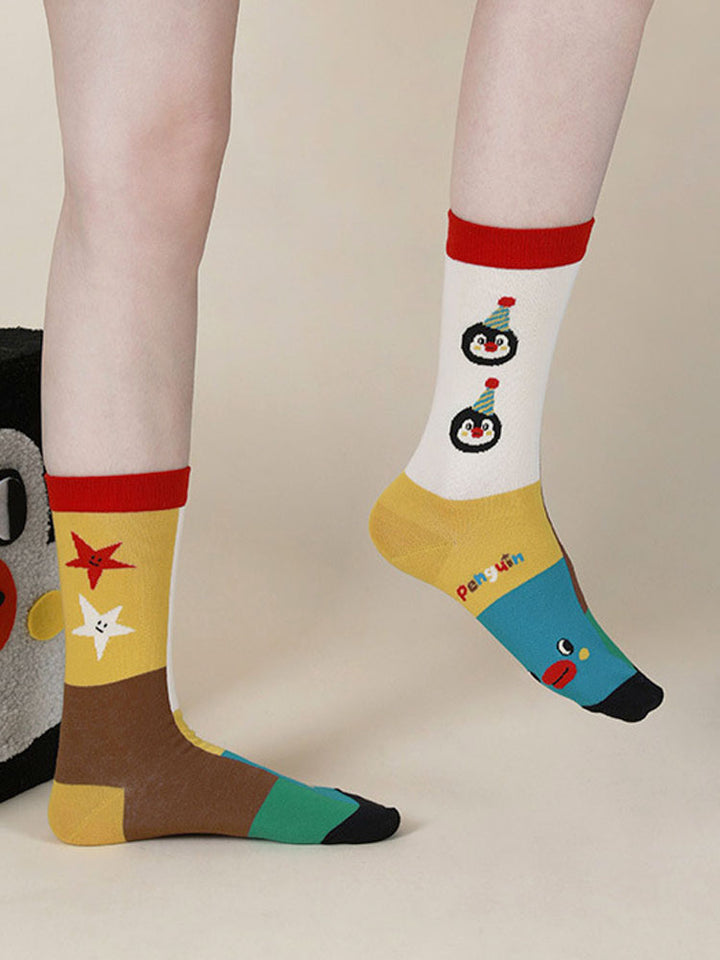 Cartoon Penguin Striped Socks