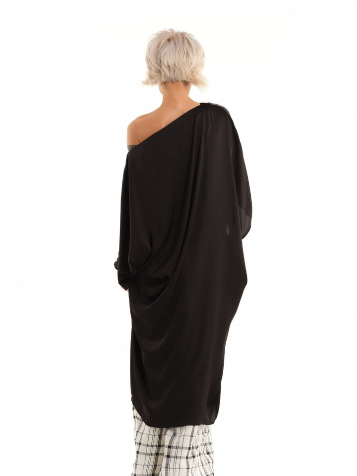 Black 2-in-1 Off-Shoulder Convertible Dress/Tunic