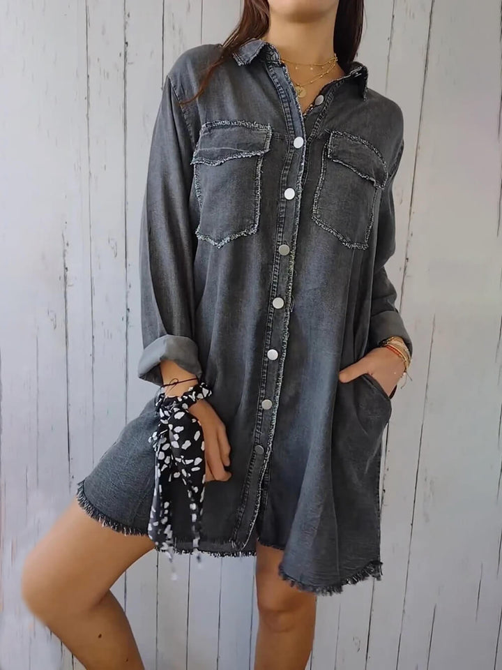 Fashionable Versatile Long-sleeved Lapel Denim Jacket