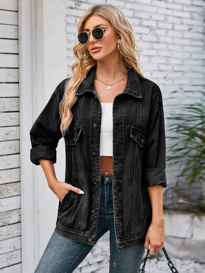 Damen Herbst Lockere Denimjacke