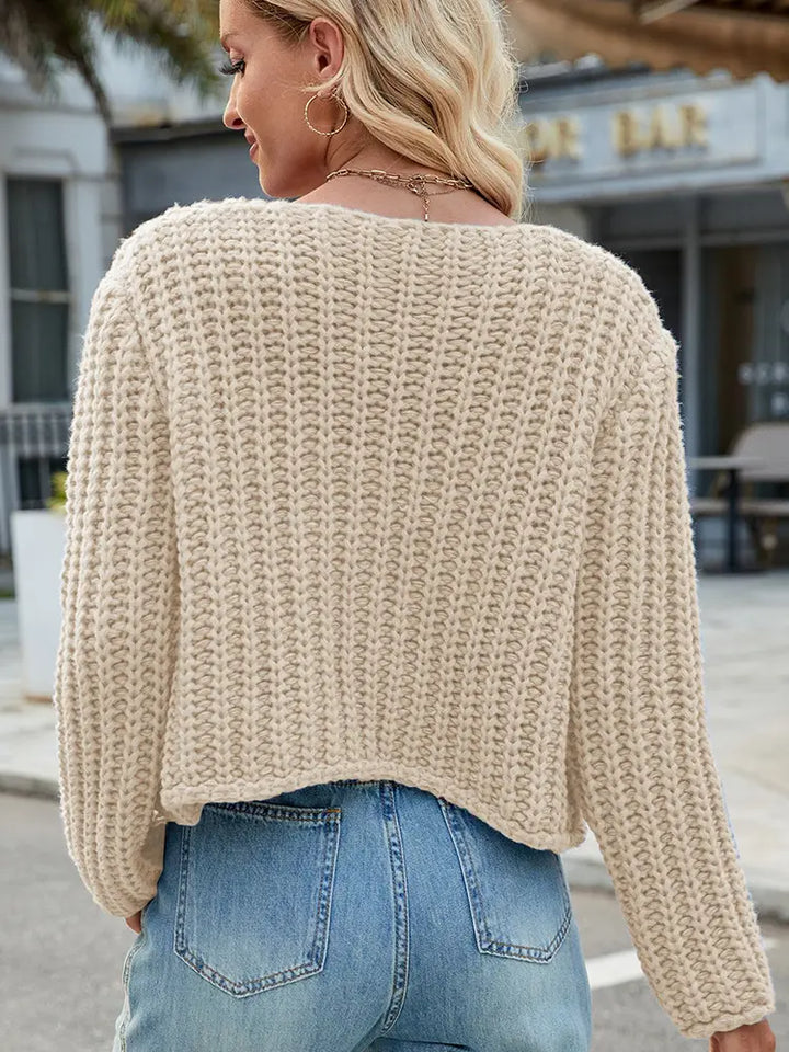 V-hals knap-op strik cardigan