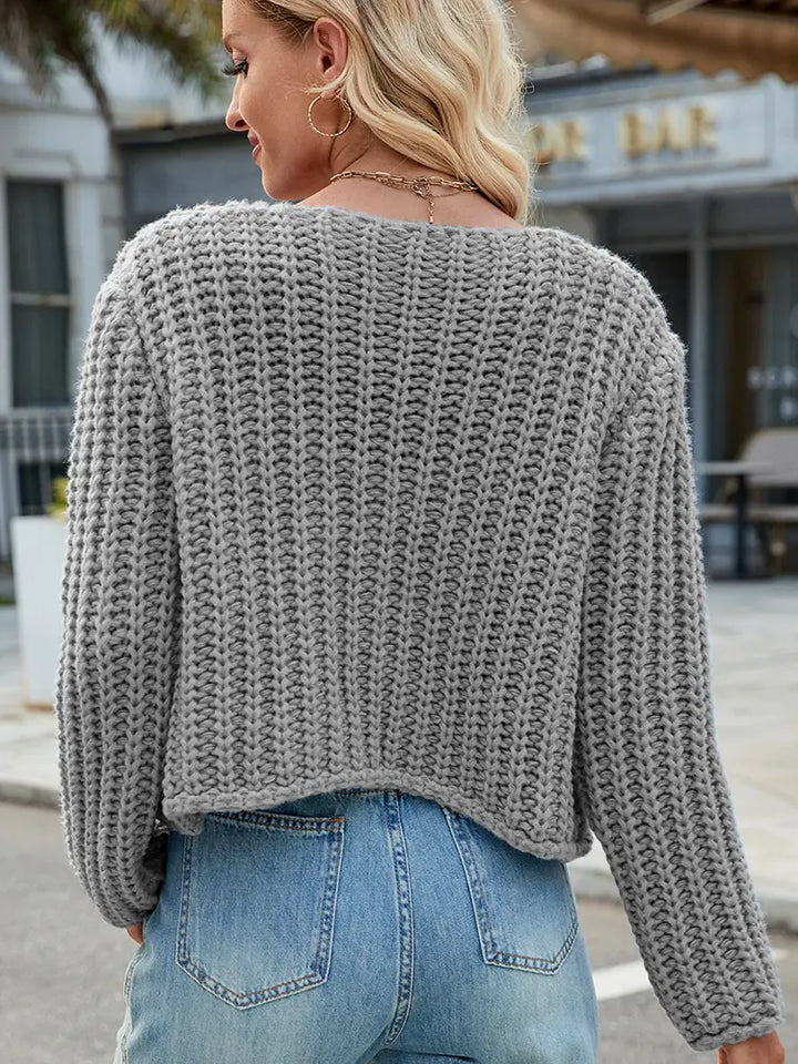 V-hals knap-op strik cardigan