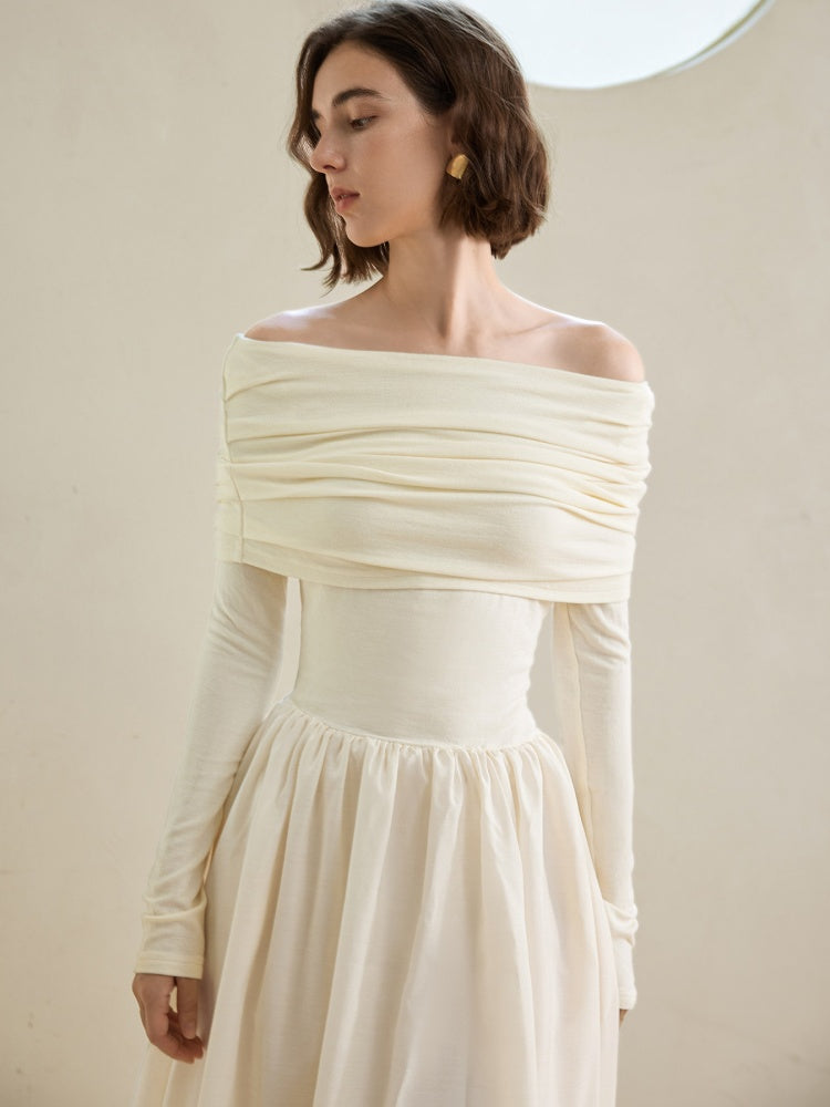 Robe midi style Hepburn à épaules dénudées