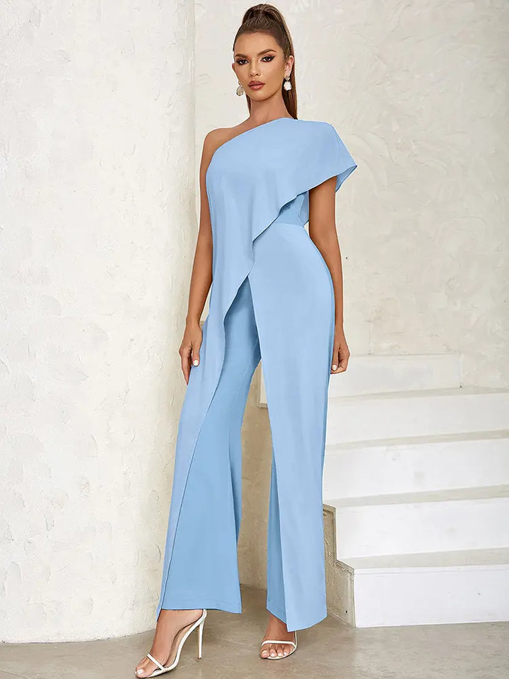 Sexy Eén-Schouder Holle Rug Jumpsuit