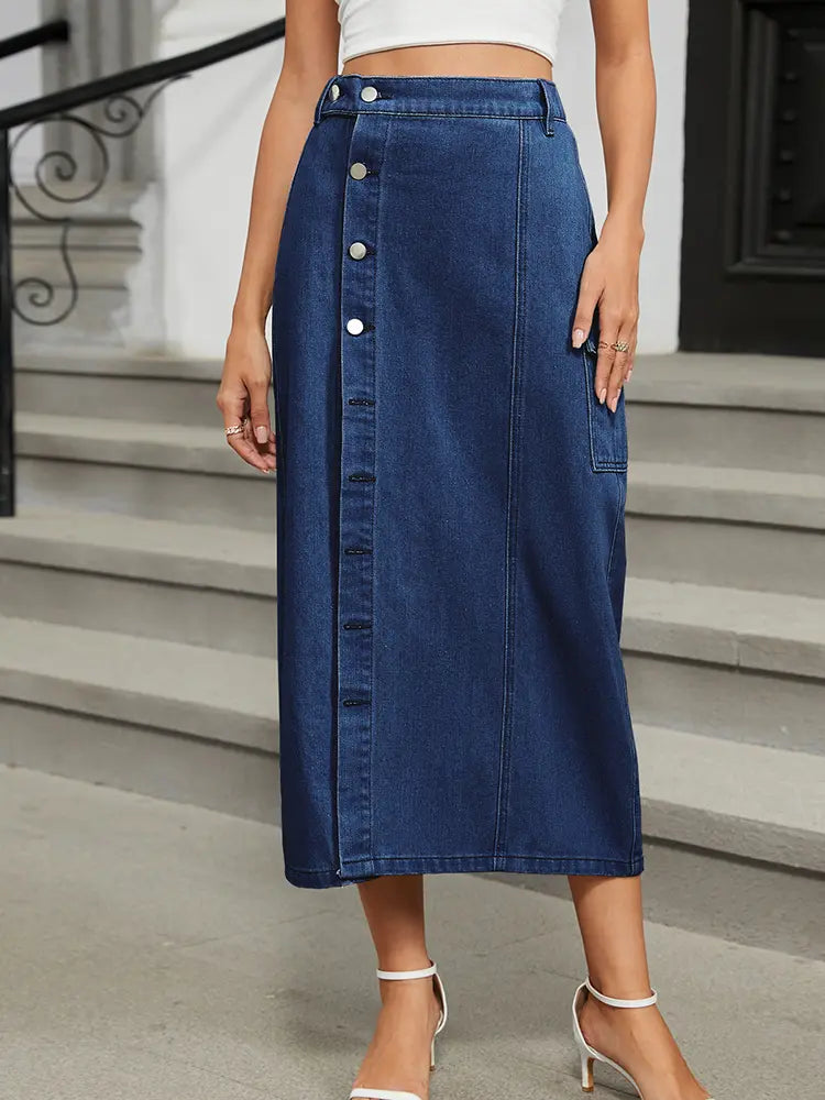 Trendy Elastische Taille Denim Rok