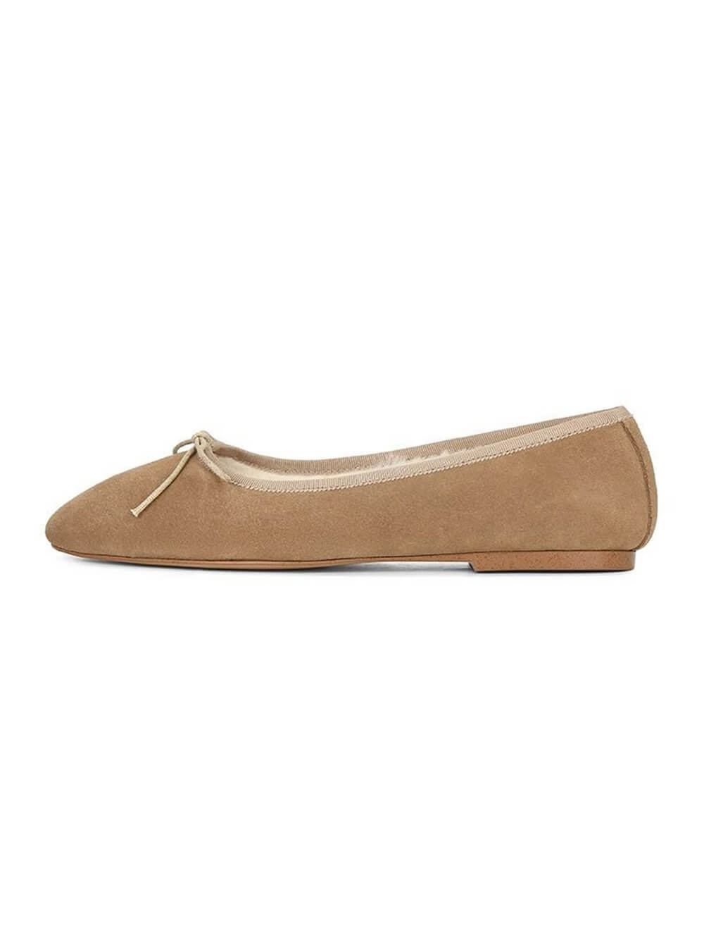 Tsokolate Suede Bow Ballet Shoe