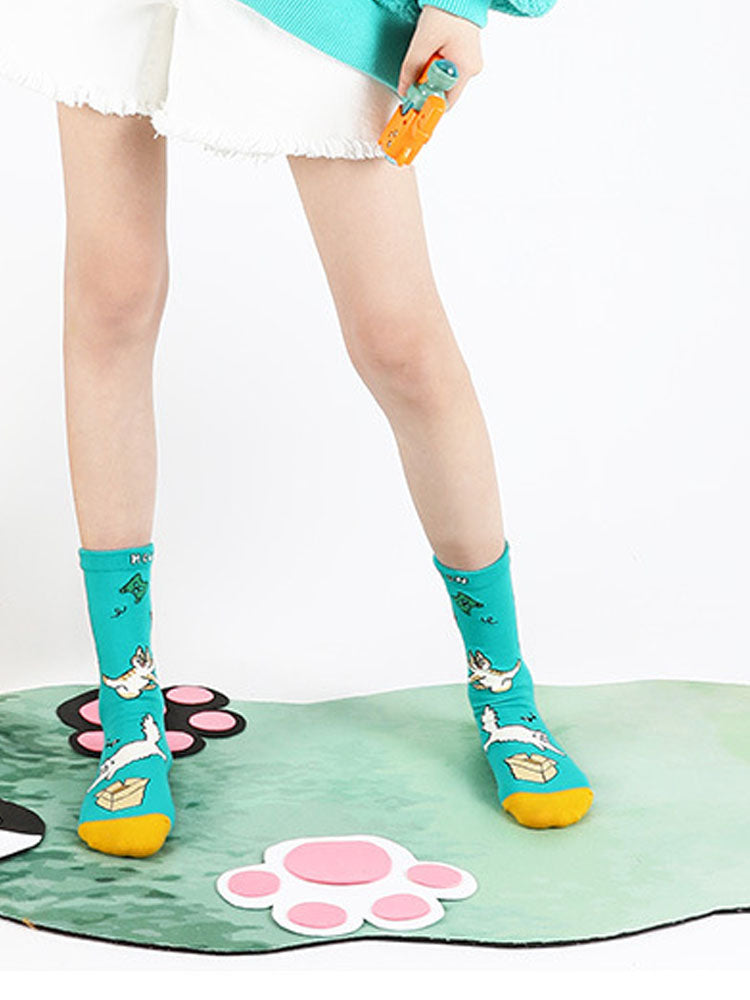 גרביים מצוירות חמודות מיאו מיאו אמצע העגל