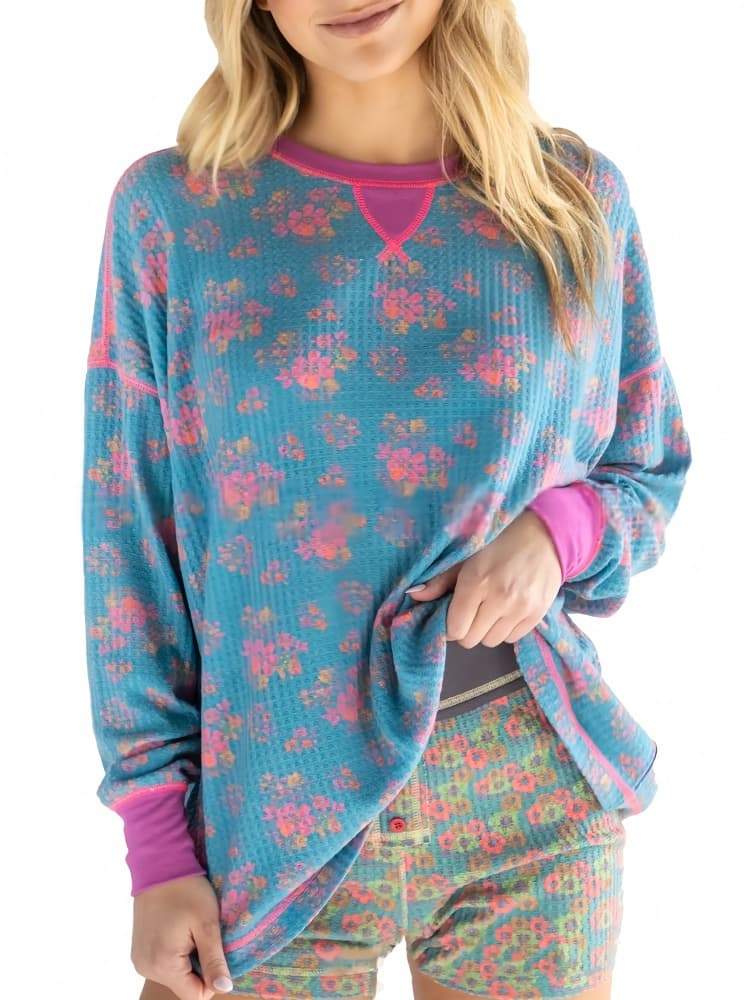 Wafelprint Lange Mouwen Sweatshirt