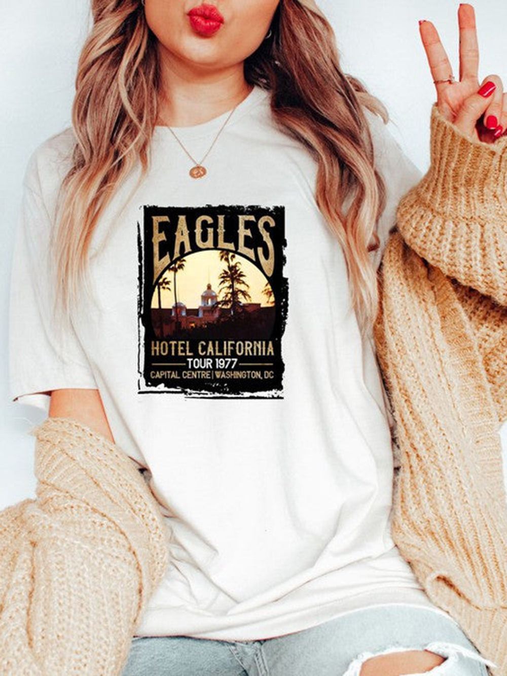 이글스 호텔 캘리포니아 뮤직 페스트 티셔츠
