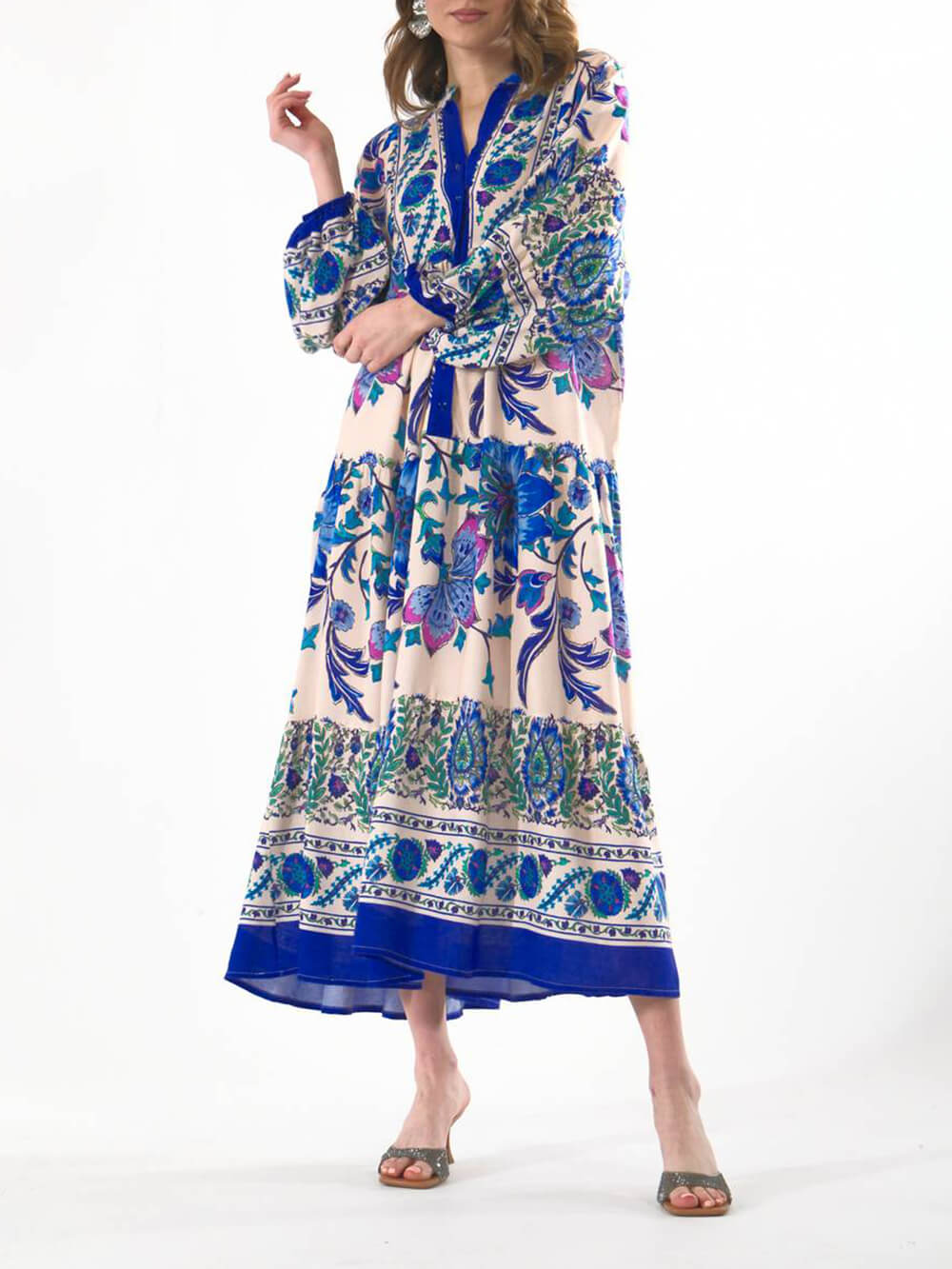 Sukienka maxi z długim rękawem w stylu Bohemian Bloom