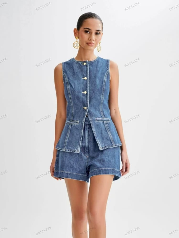 Button-Up denimshorts