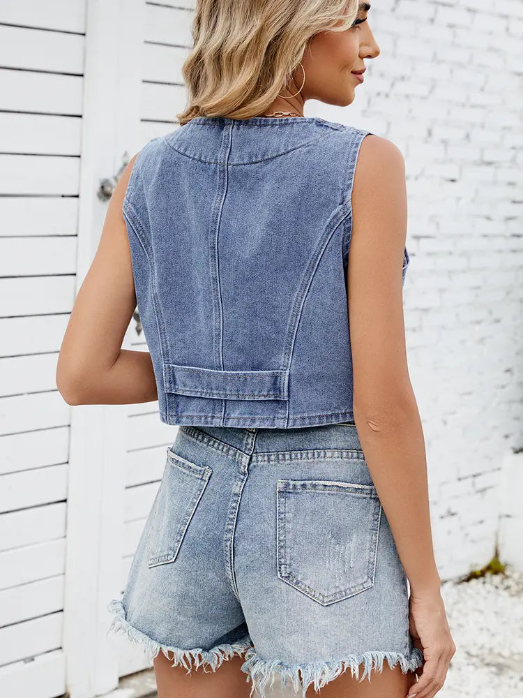 Top de Alças em Denim Trendy