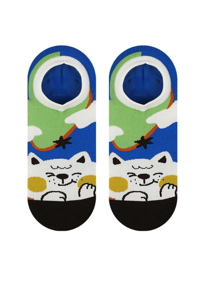 Cartoon Kitty Boat Ponožky