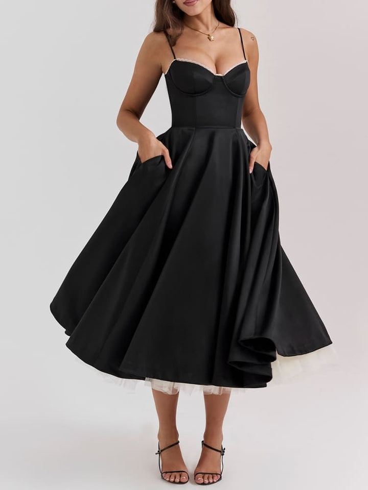 Černé tylové midi šaty